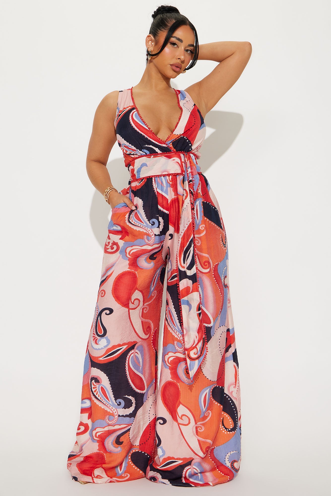Make You Wonder Paisley Jumpsuit - Multi Color