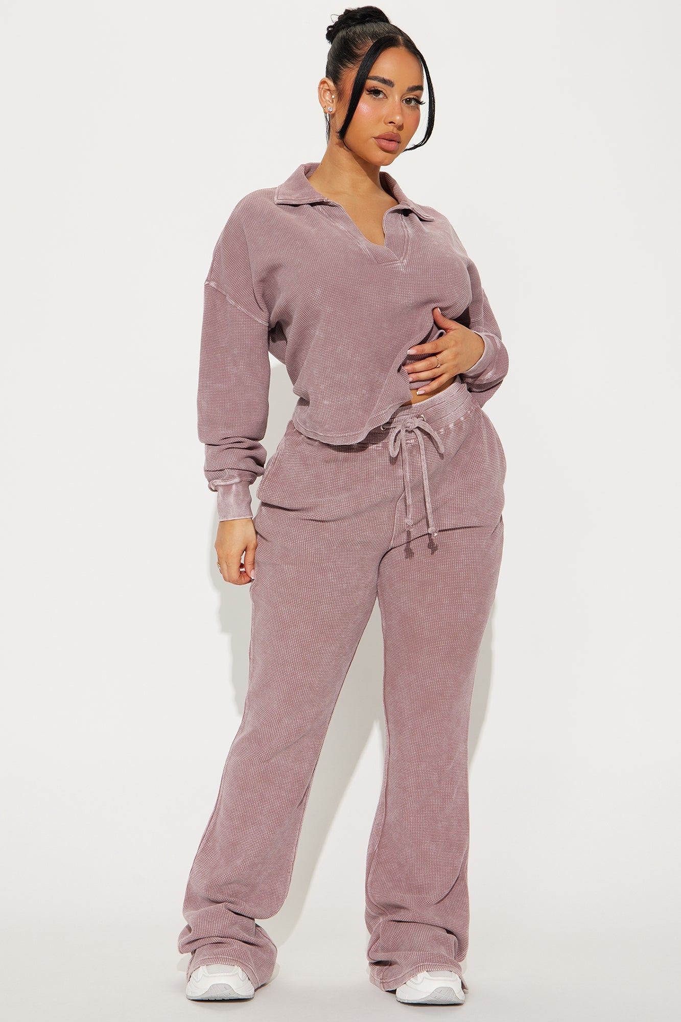 Tanya Cozy Thermal Pant Set - Plum