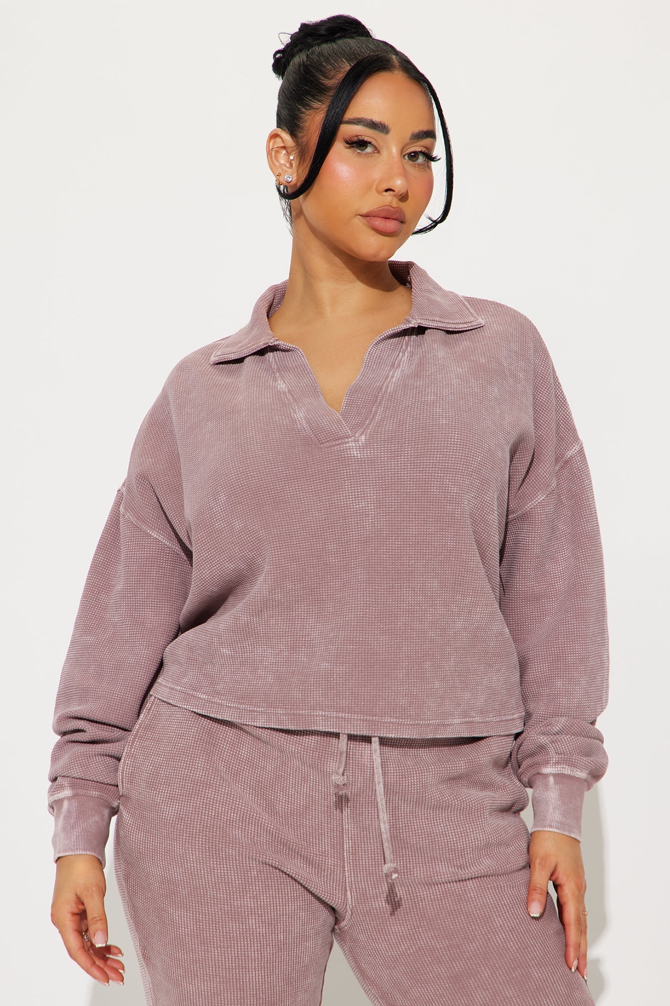 Tanya Cozy Thermal Pant Set - Plum