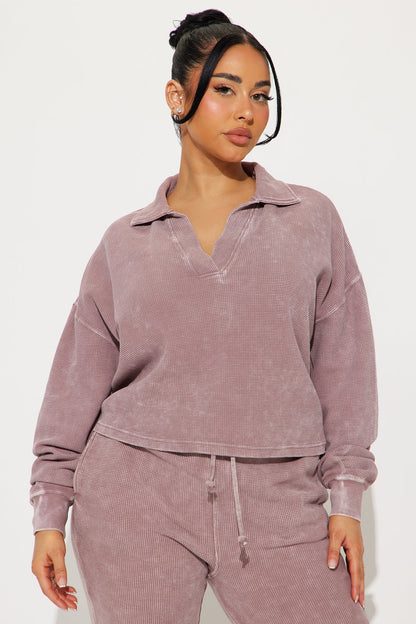 Tanya Cozy Thermal Pant Set - Plum