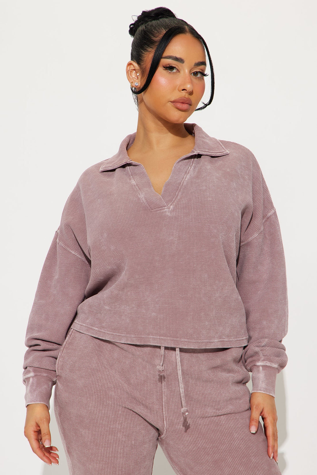 Tanya Cozy Thermal Pant Set - Plum