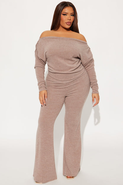 Shayla Off Shoulder Pant Set - Mocha