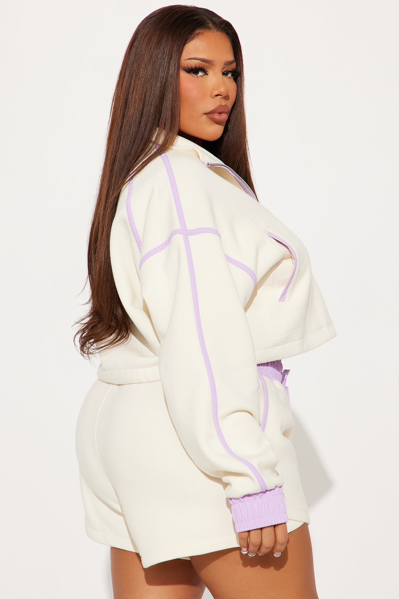 Callie Fleece Short Set - Cream