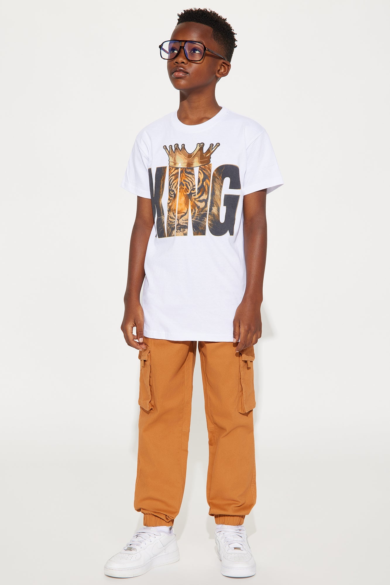 Mini Crown Him King Graphic Short Sleeve T-Shirt - White