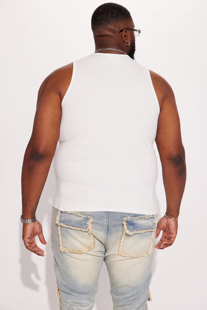 Classic Ribbed Tank Top - White