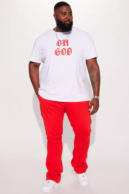 Tyson Skinny Stacked Flare Sweatpant - Red