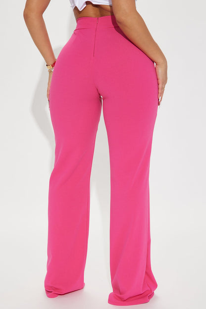 Call It Even Wide Leg Dress Pants - Fuchsia