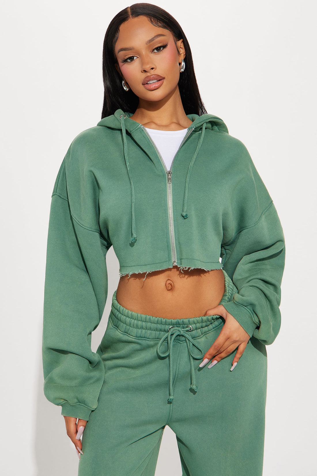 On The Go Fleece Pant Set - Green