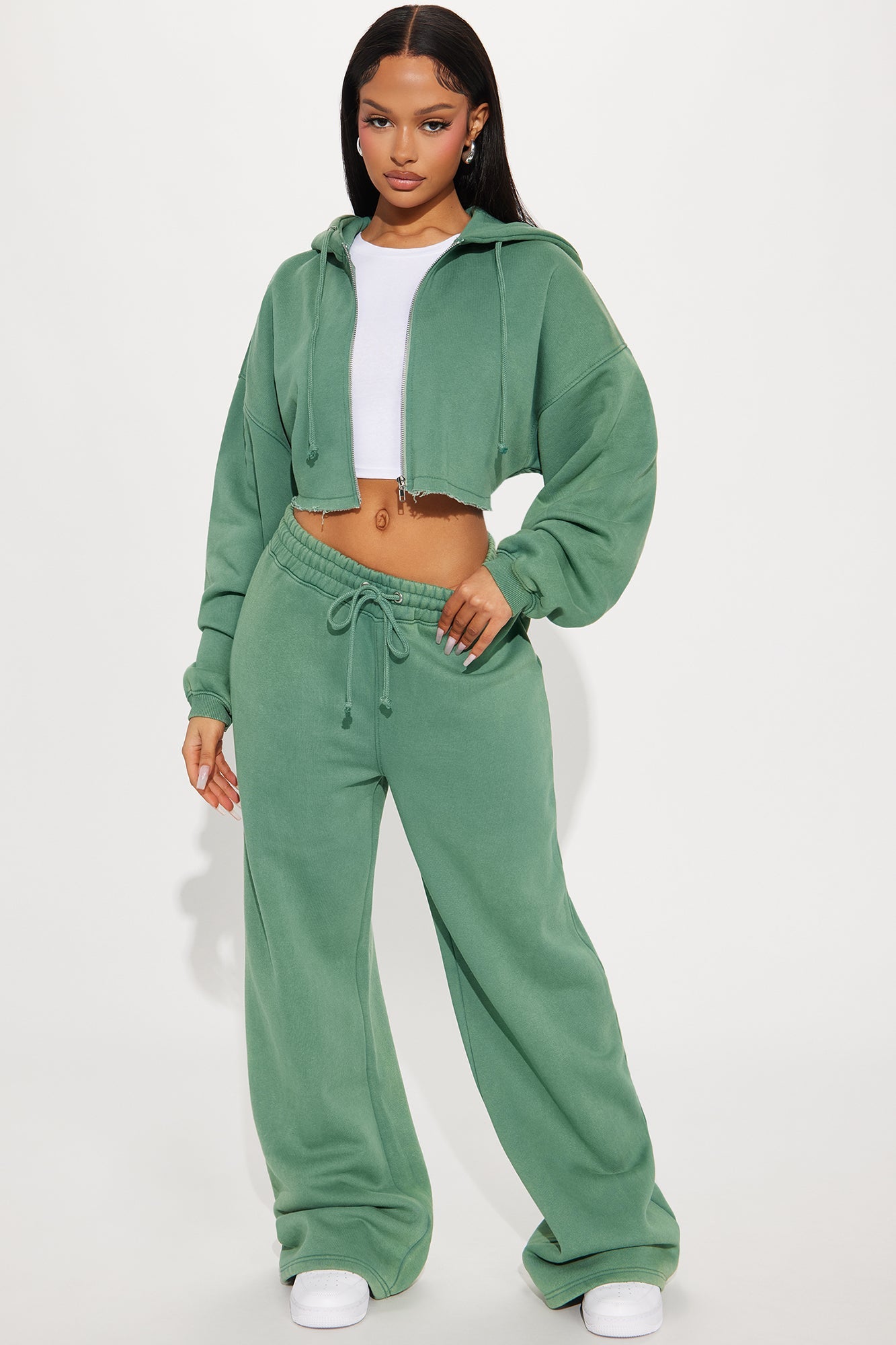 On The Go Fleece Pant Set - Green