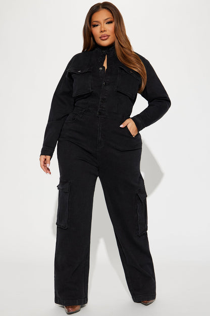 Stunning Allure Denim Jumpsuit - Black