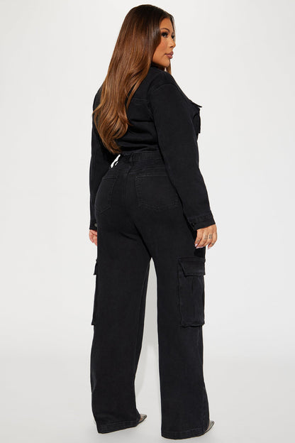 Stunning Allure Denim Jumpsuit - Black
