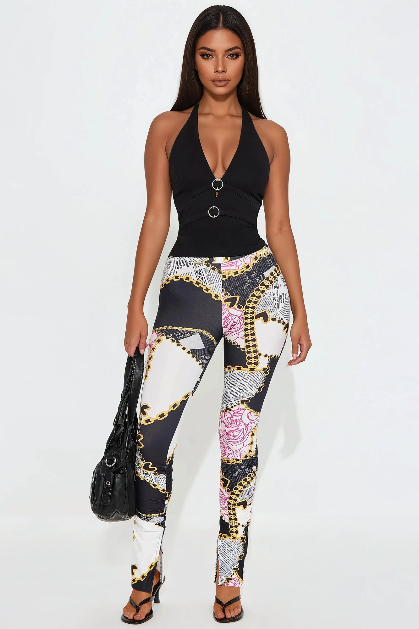 News Flash Stacked Pant - Black/White
