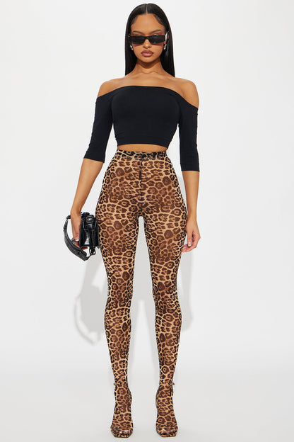 Wild Side Mesh Footed Legging - Brown/combo