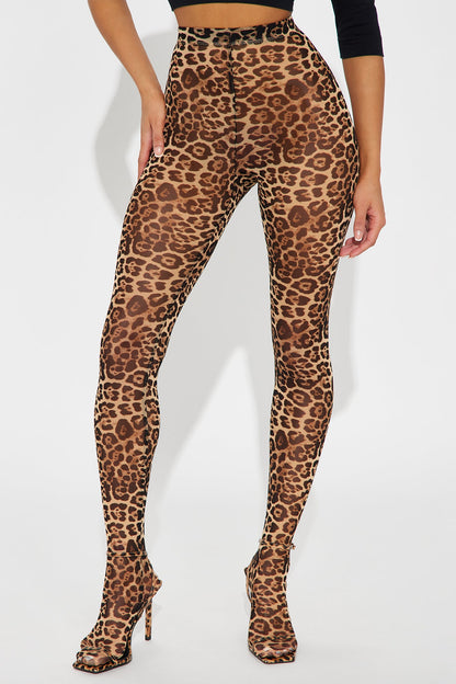 Wild Side Mesh Footed Legging - Brown/combo