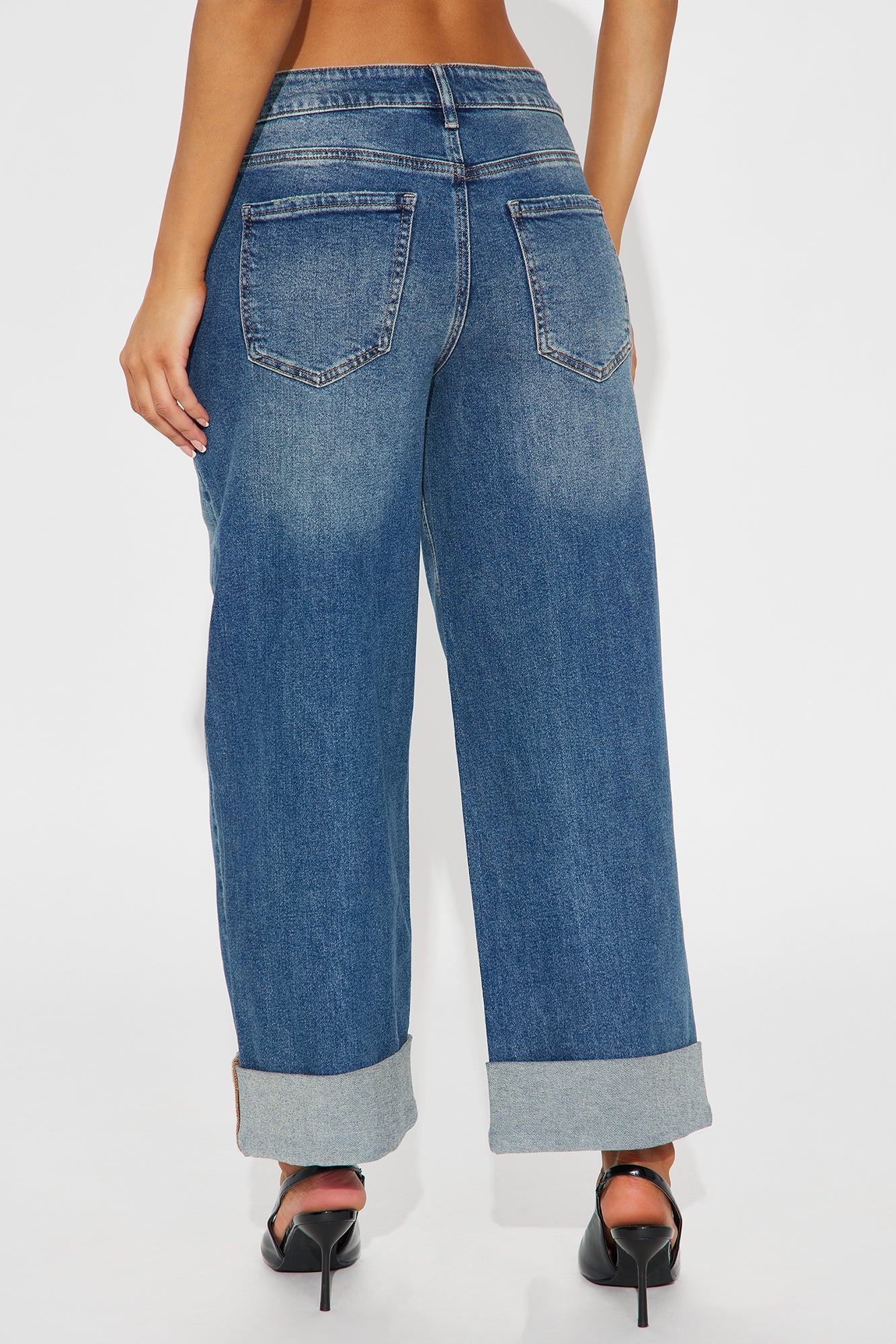 Miranda Cuffed Wide Leg Crop Jean - Dark Wash