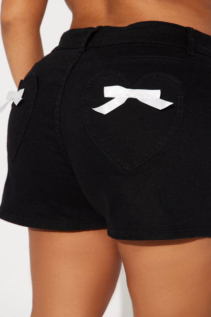 Breaking Hearts Bow Tie Short - Black