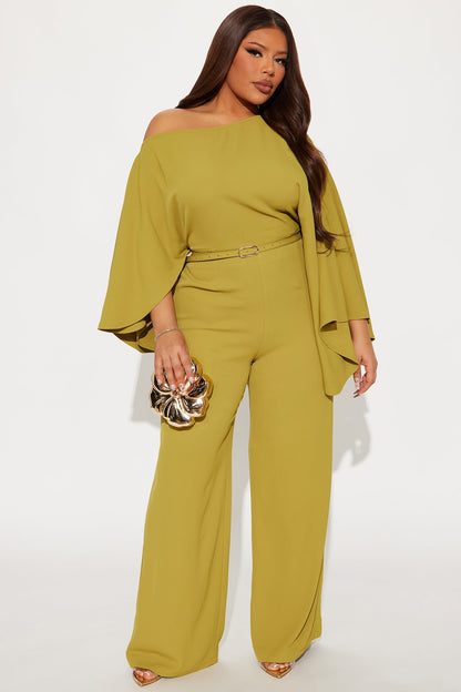Meeting Adjourned Long Sleeve Belted Jumpsuit - Mustard
