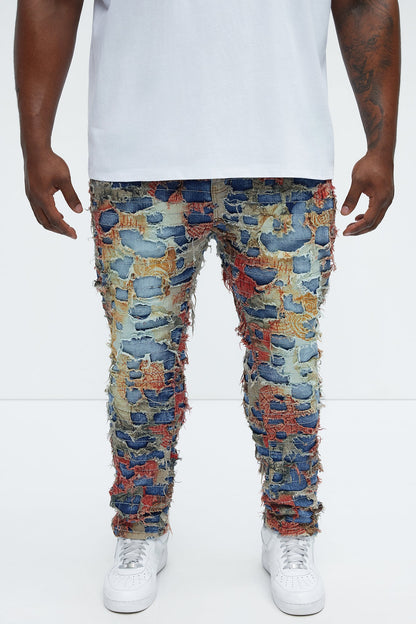 Edgar Vintage Shredded Slim Jeans - Medium Wash