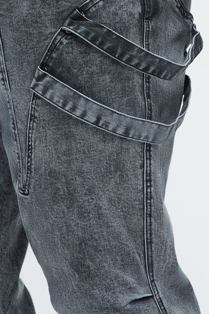 Daly Asymmetrical Stacked Slim Flare Jeans - Grey