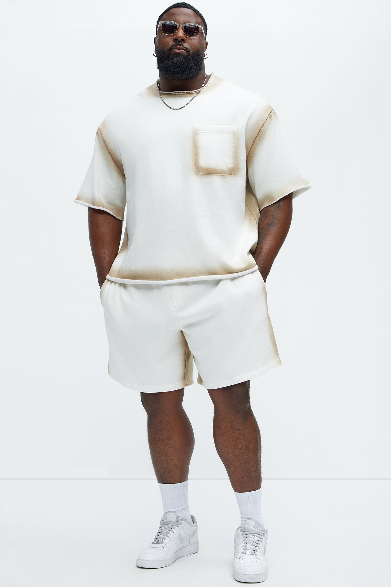 Tyson Blurred Lines Relaxed Shorts - Cream
