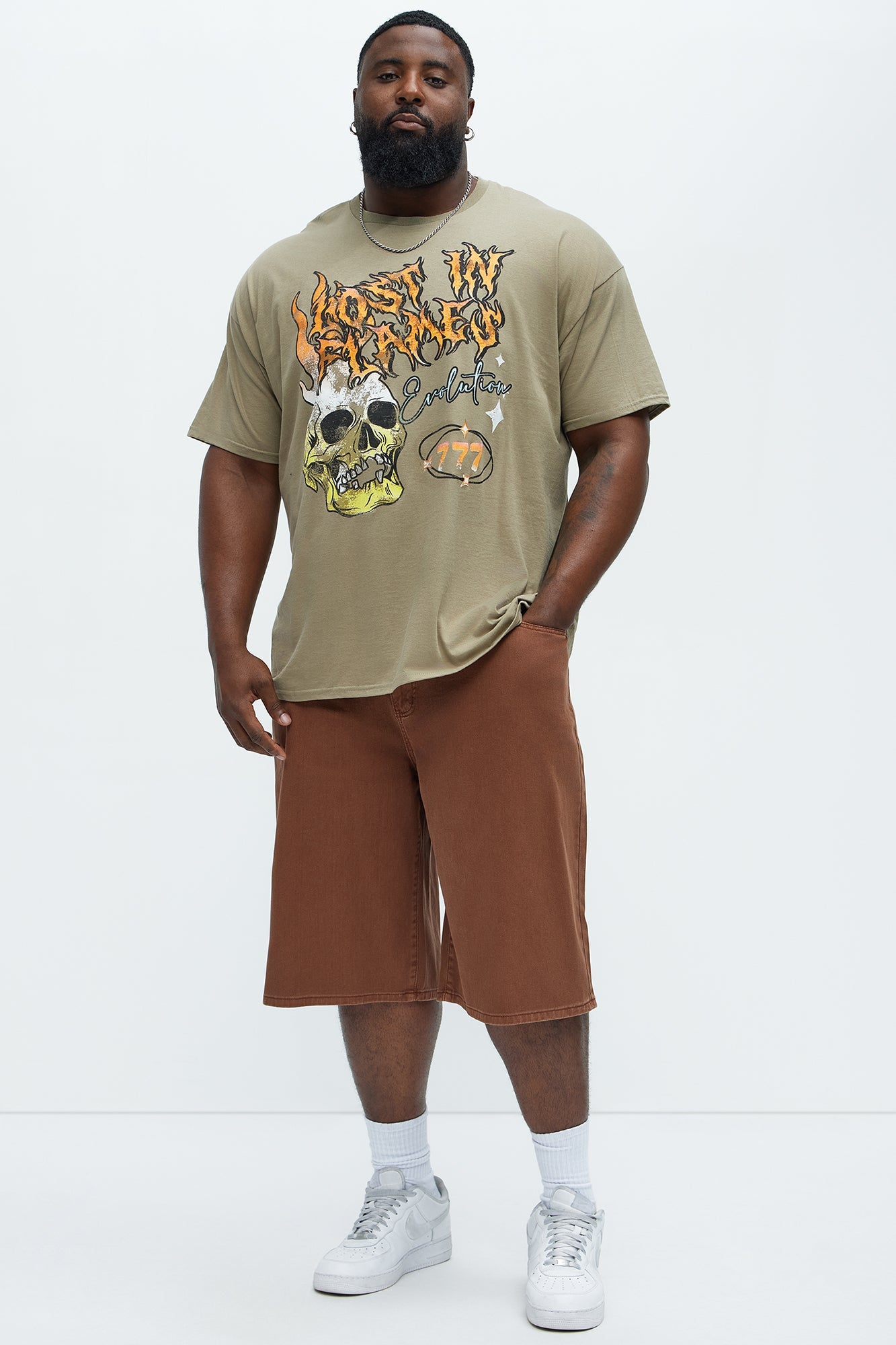 Lucas Baggy Denim Shorts - Brown