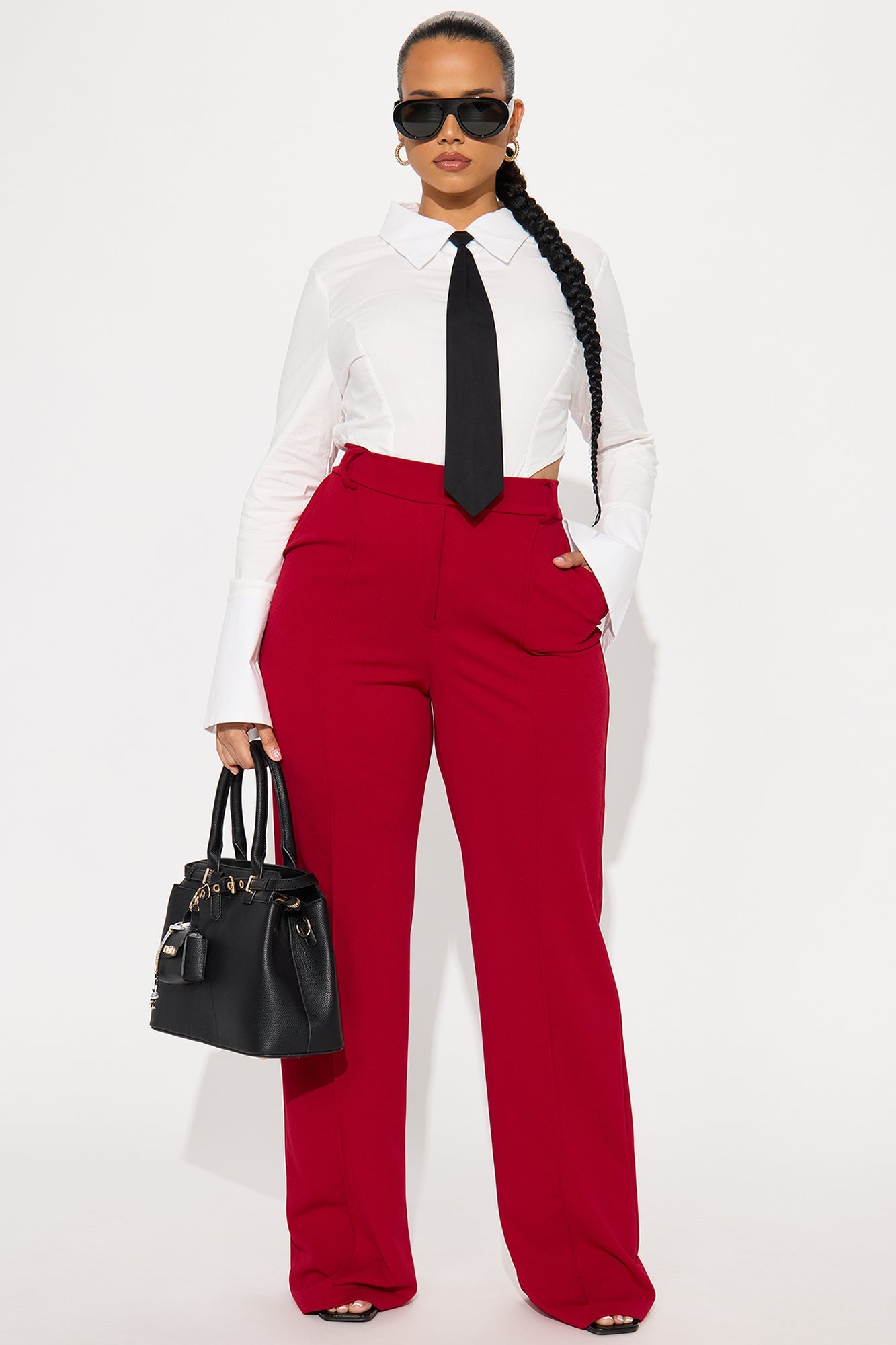 Tall Heidi Wide Leg Trouser Pant - Red