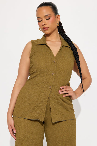 The Way You Move Textured Pant Set - Olive