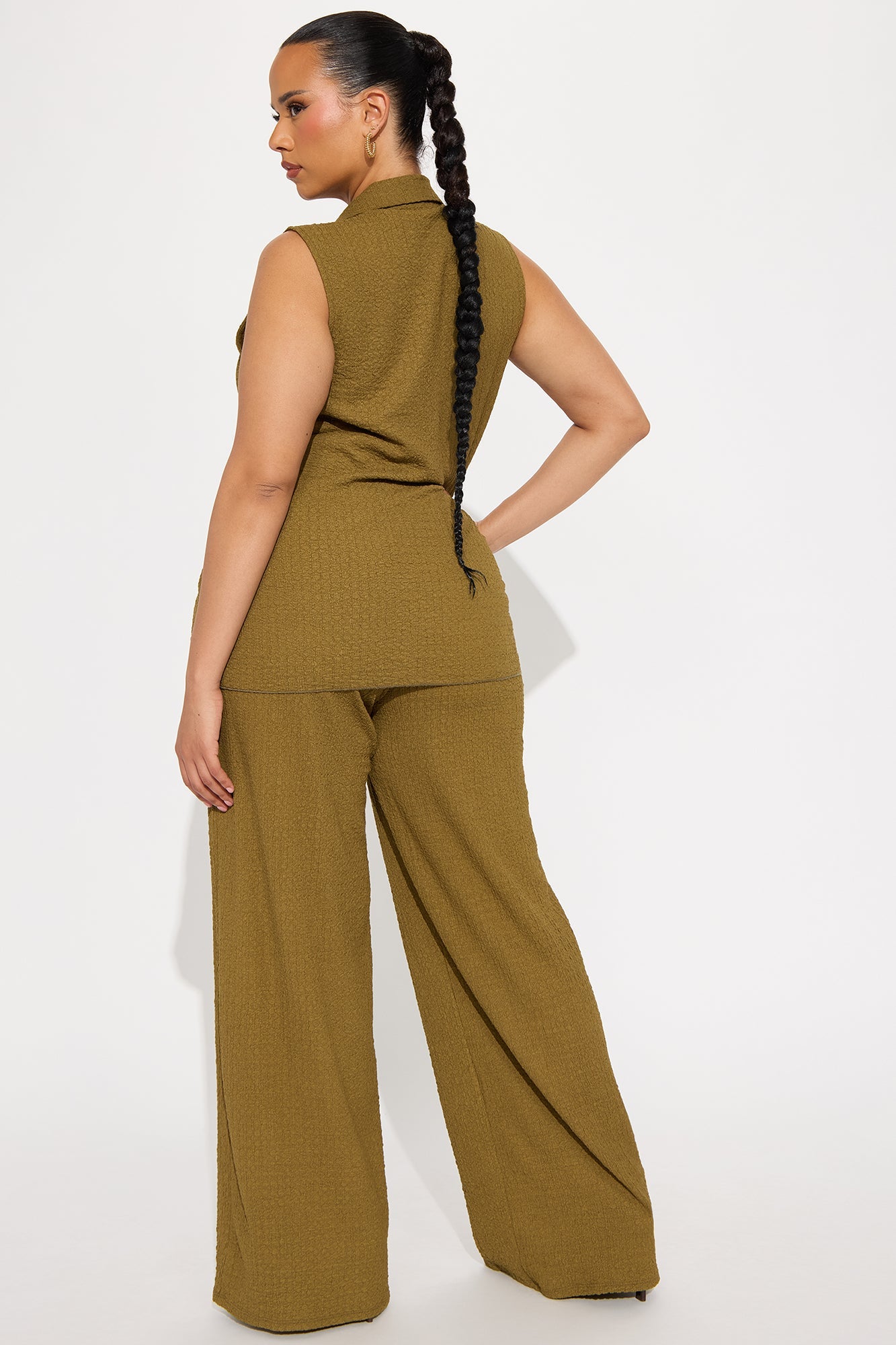 The Way You Move Textured Pant Set - Olive