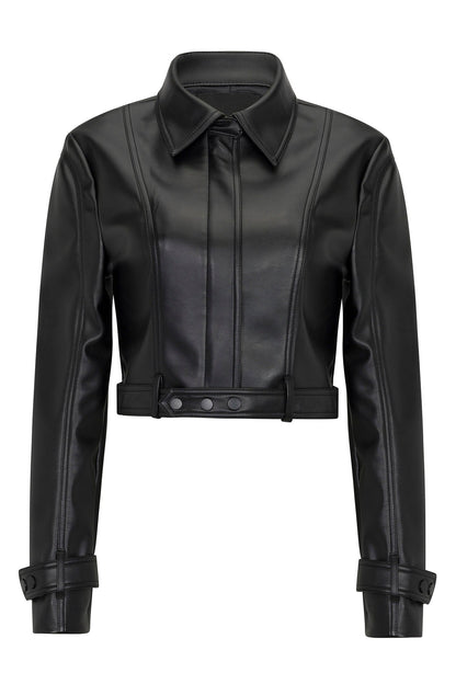 Valentina Faux Leather Jacket - Black