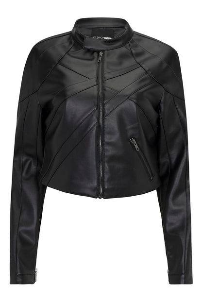 Giselle Faux Leather Jacket - Black
