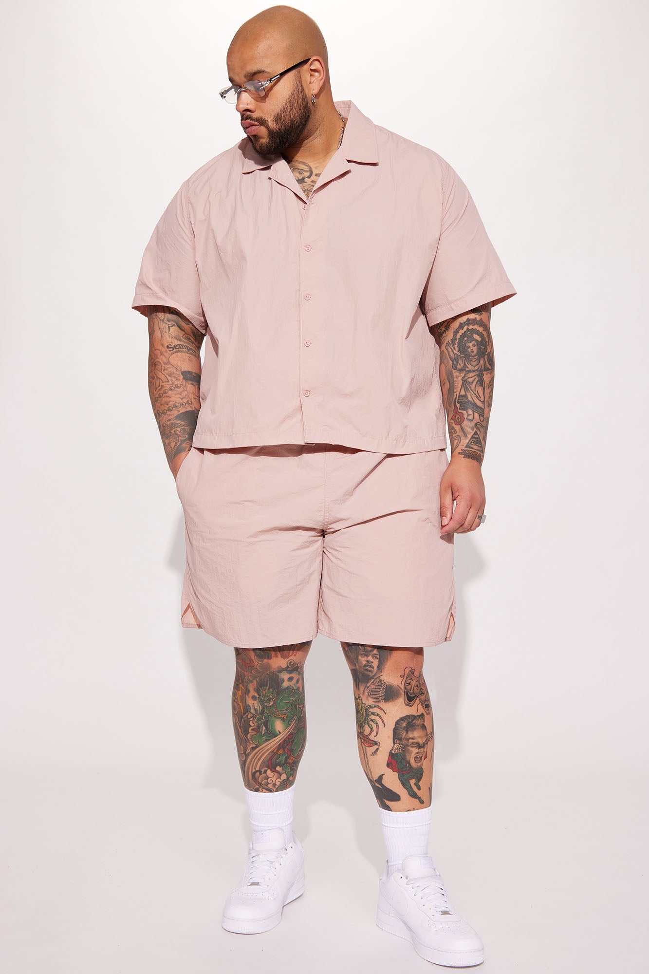 Batter Up Crinkle Nylon Volley Shorts - Mauve