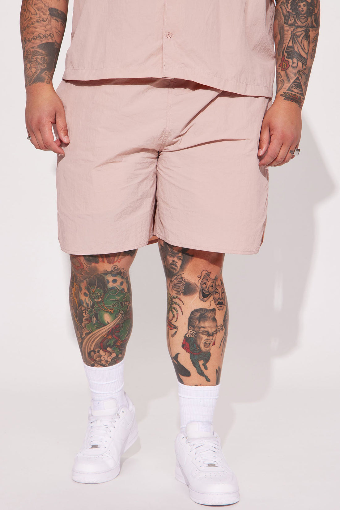 Batter Up Crinkle Nylon Volley Shorts - Mauve