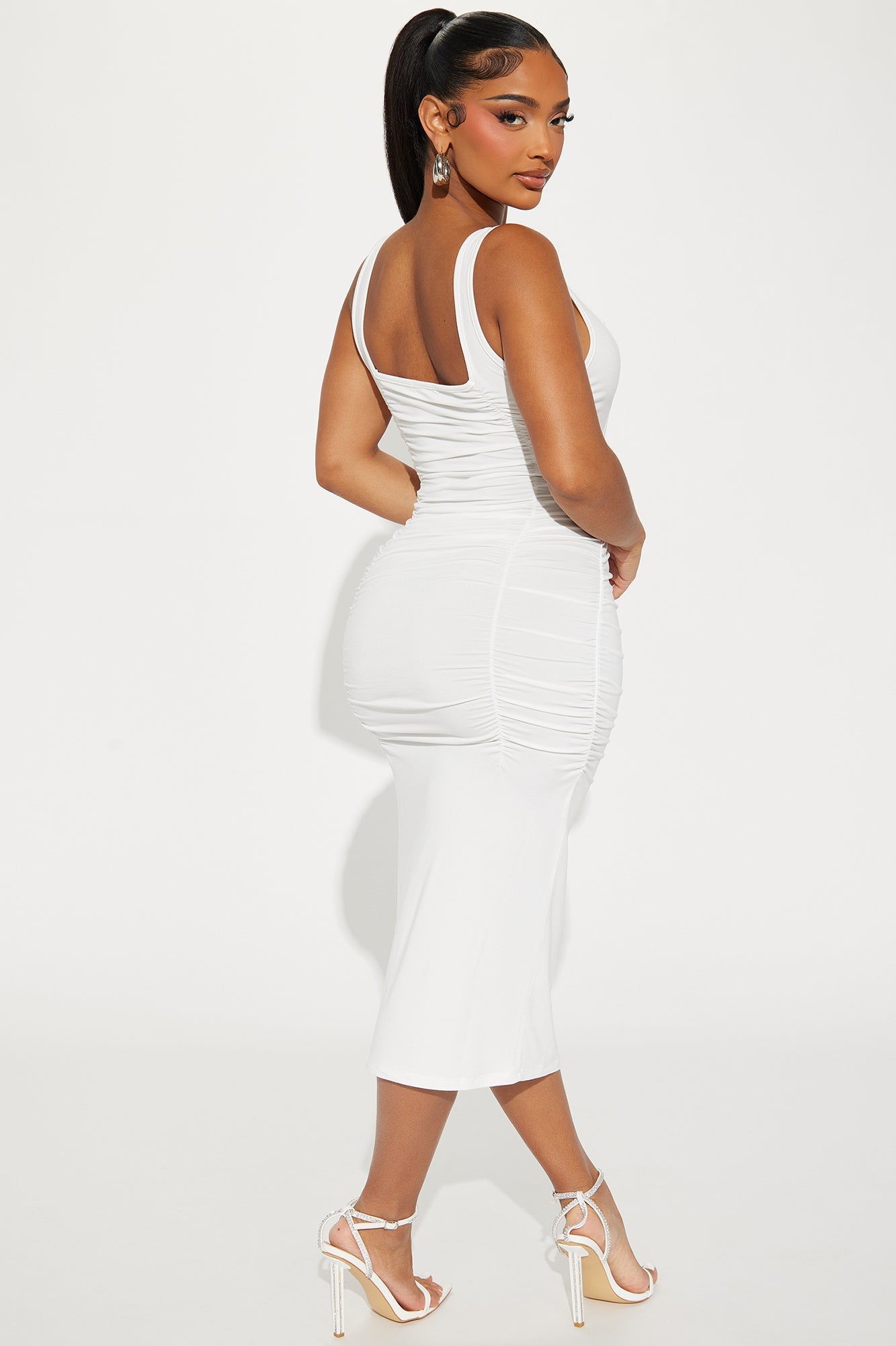 Soleil Square Neck Midi Dress - White
