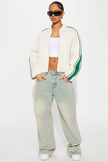 Elevated Casual Scuba Jacket - Cream