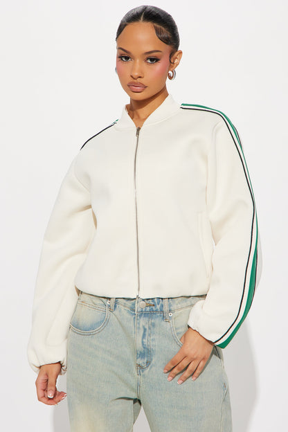 Elevated Casual Scuba Jacket - Cream