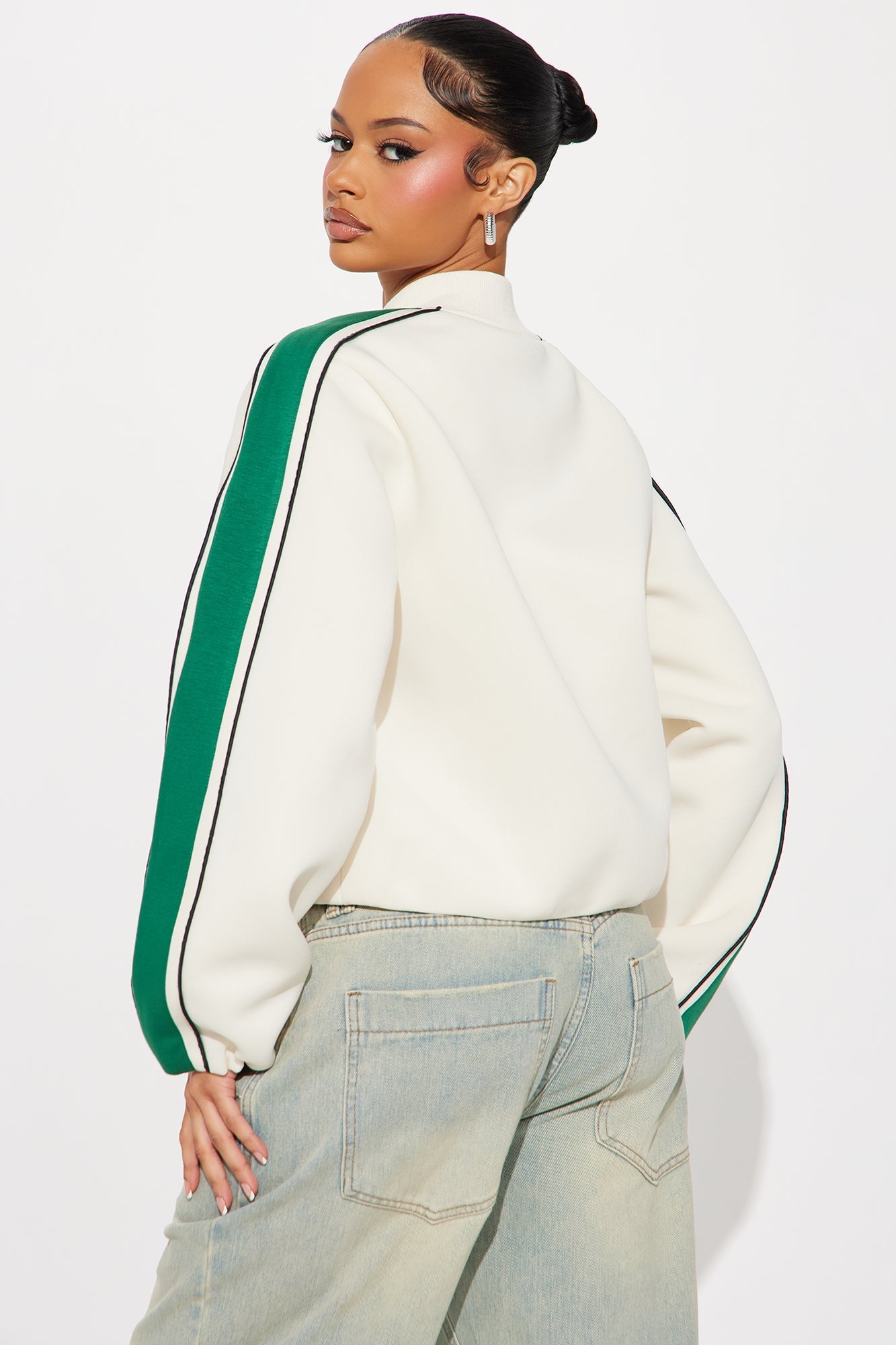 Elevated Casual Scuba Jacket - Cream