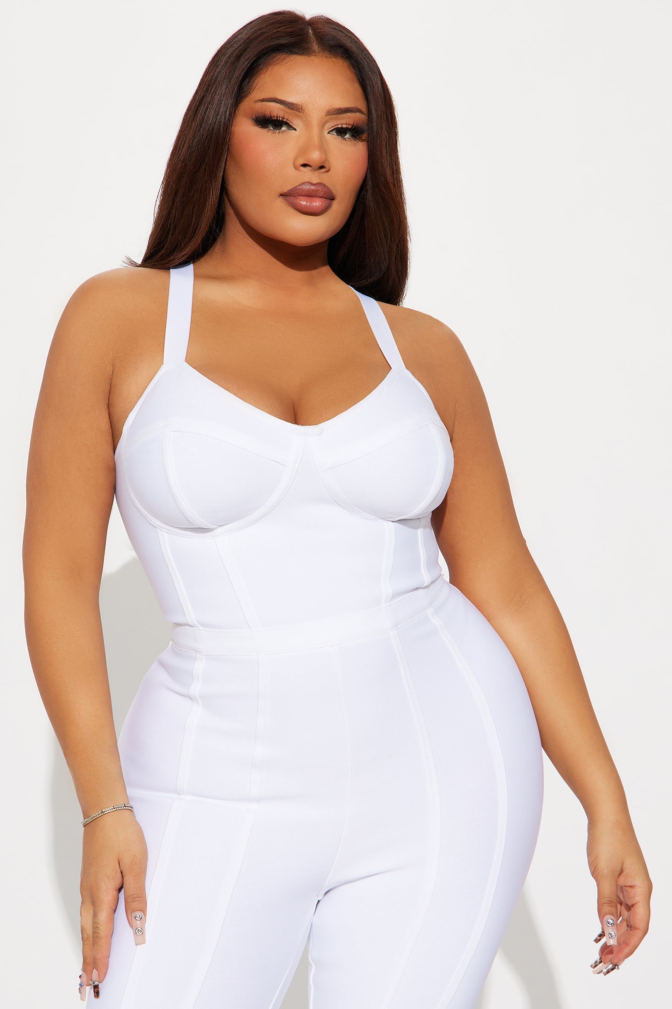Pretty Problem Bandage Jumpsuit - White