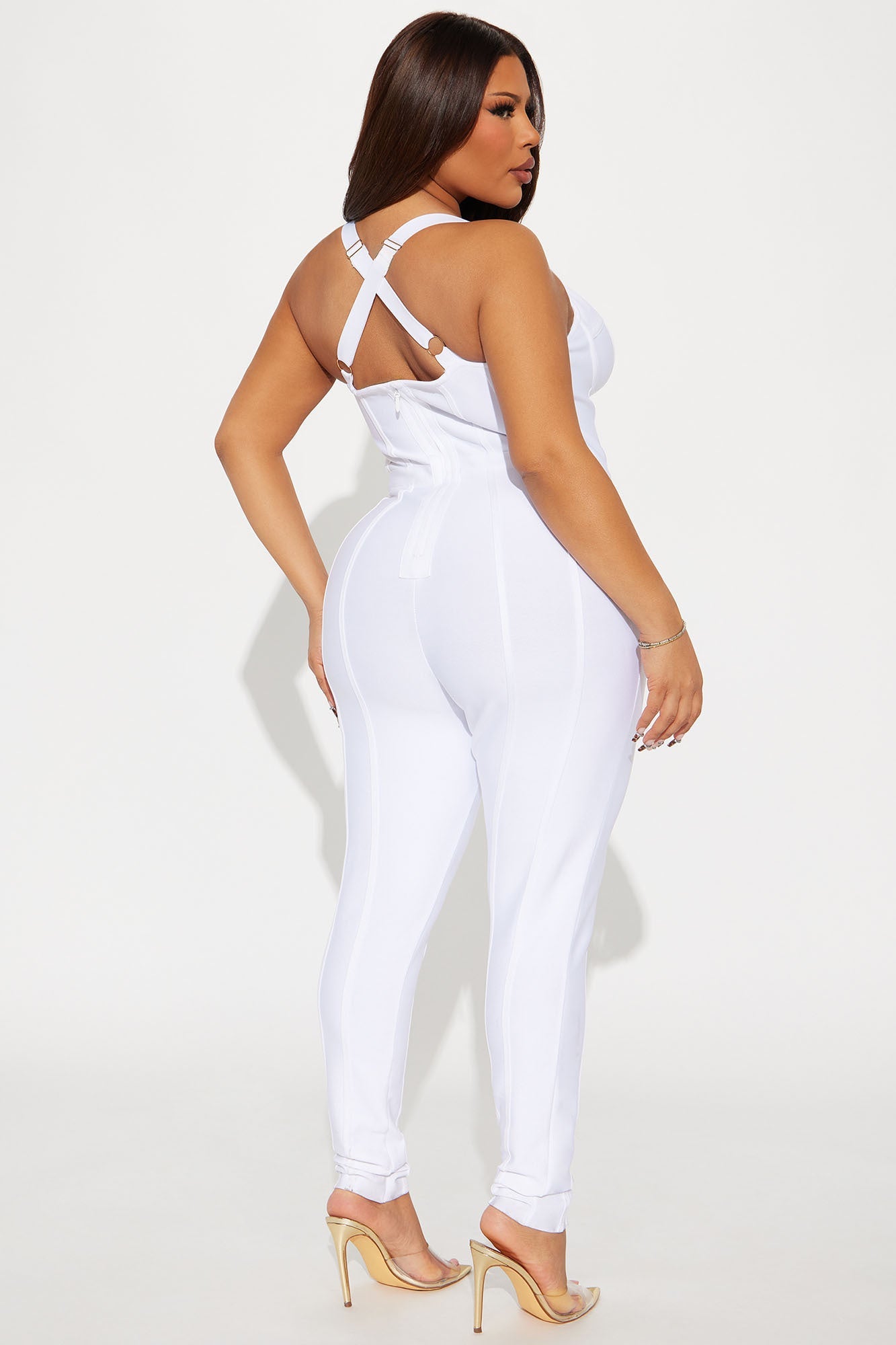 Pretty Problem Bandage Jumpsuit - White