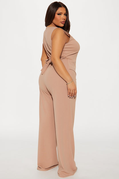 Work Flow Wide Leg Jumpsuit - Mocha