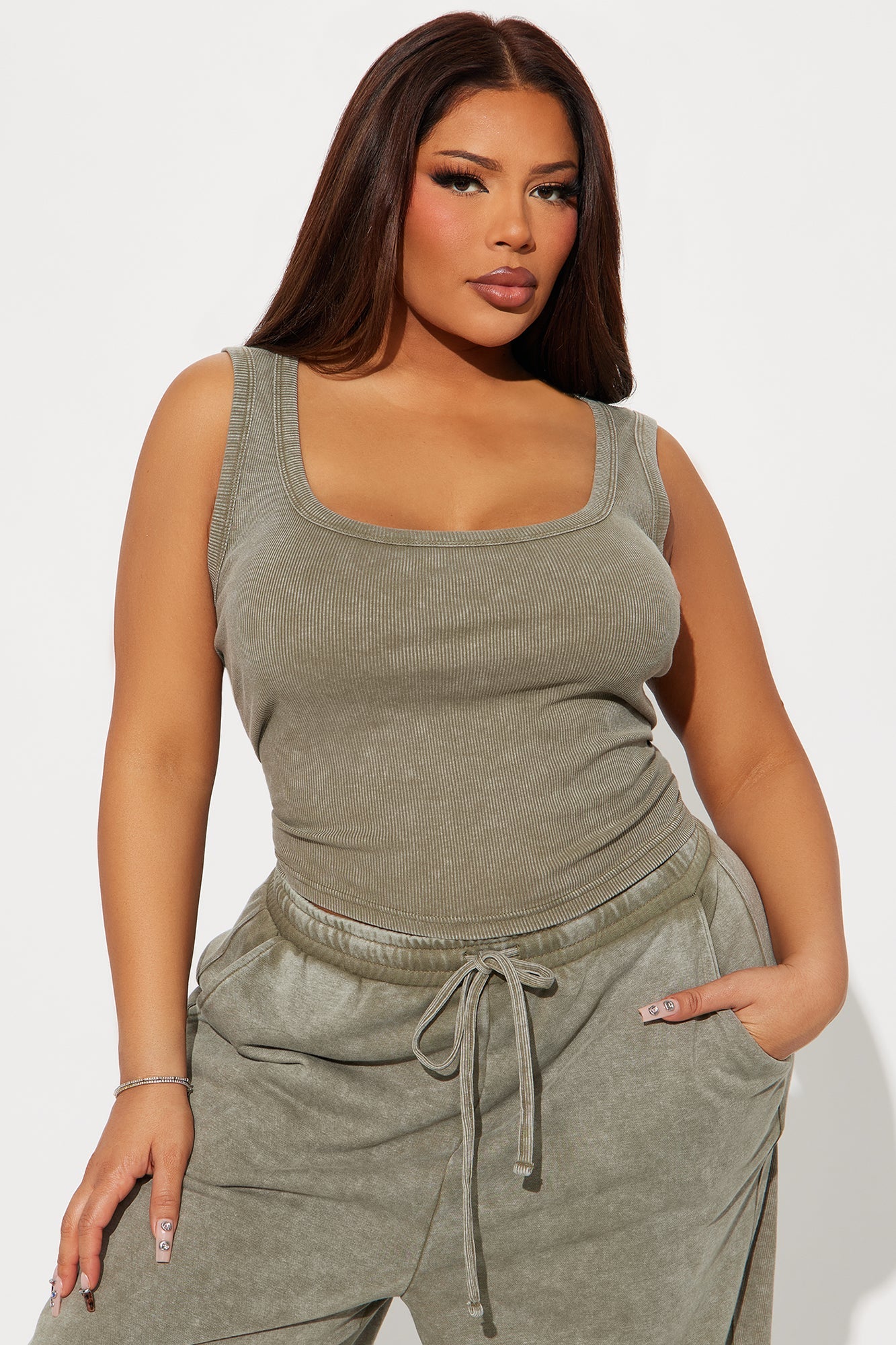 Becca Washed Pant Set - Olive
