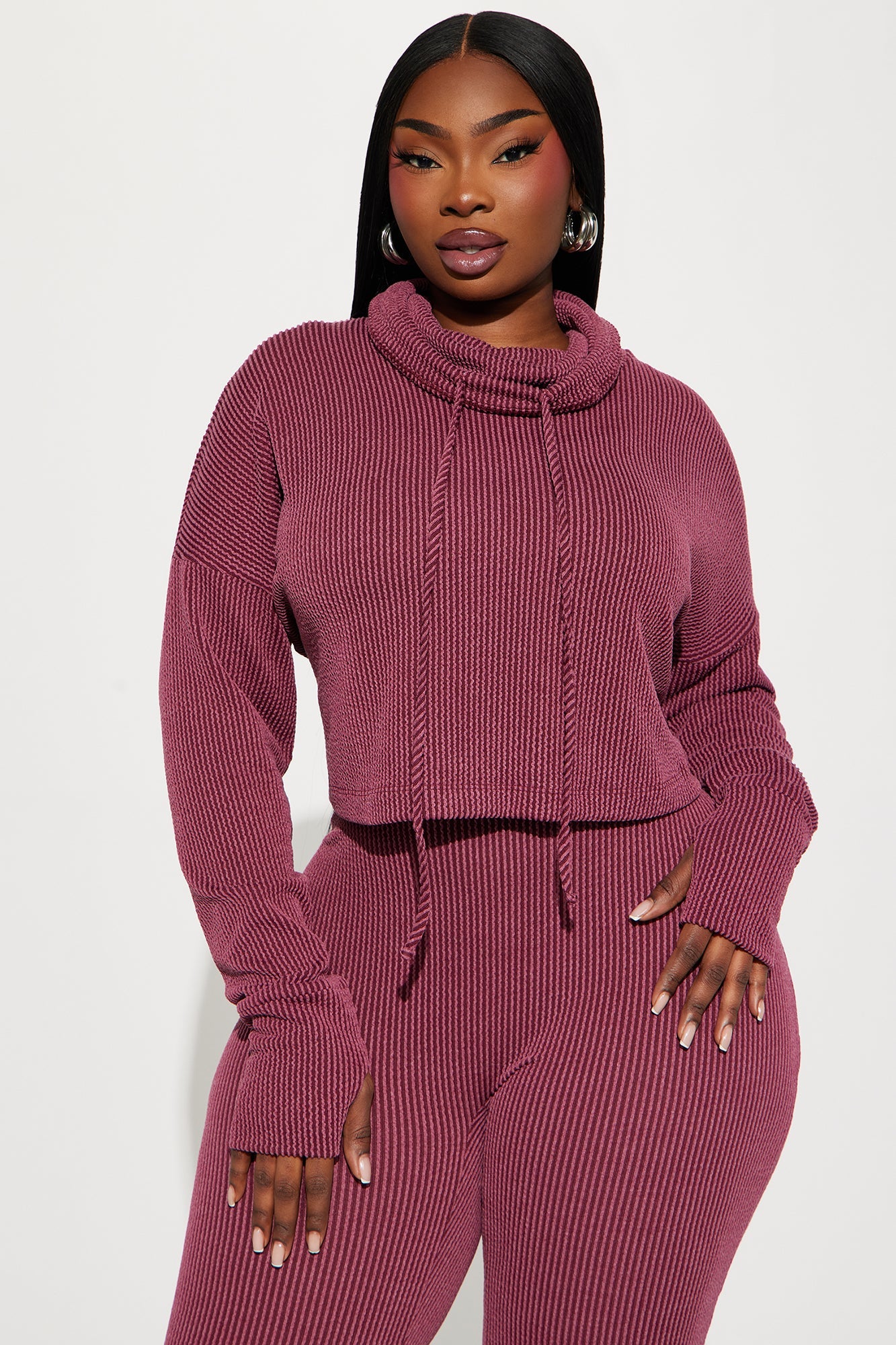 Thinking It Over 2 Piece Jumpsuit Set - Wine