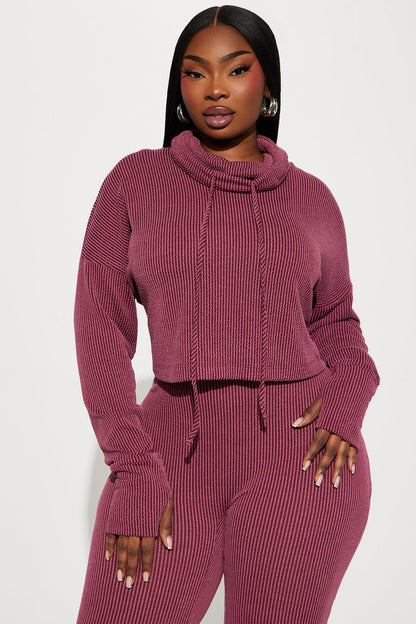 Thinking It Over 2 Piece Jumpsuit Set - Wine
