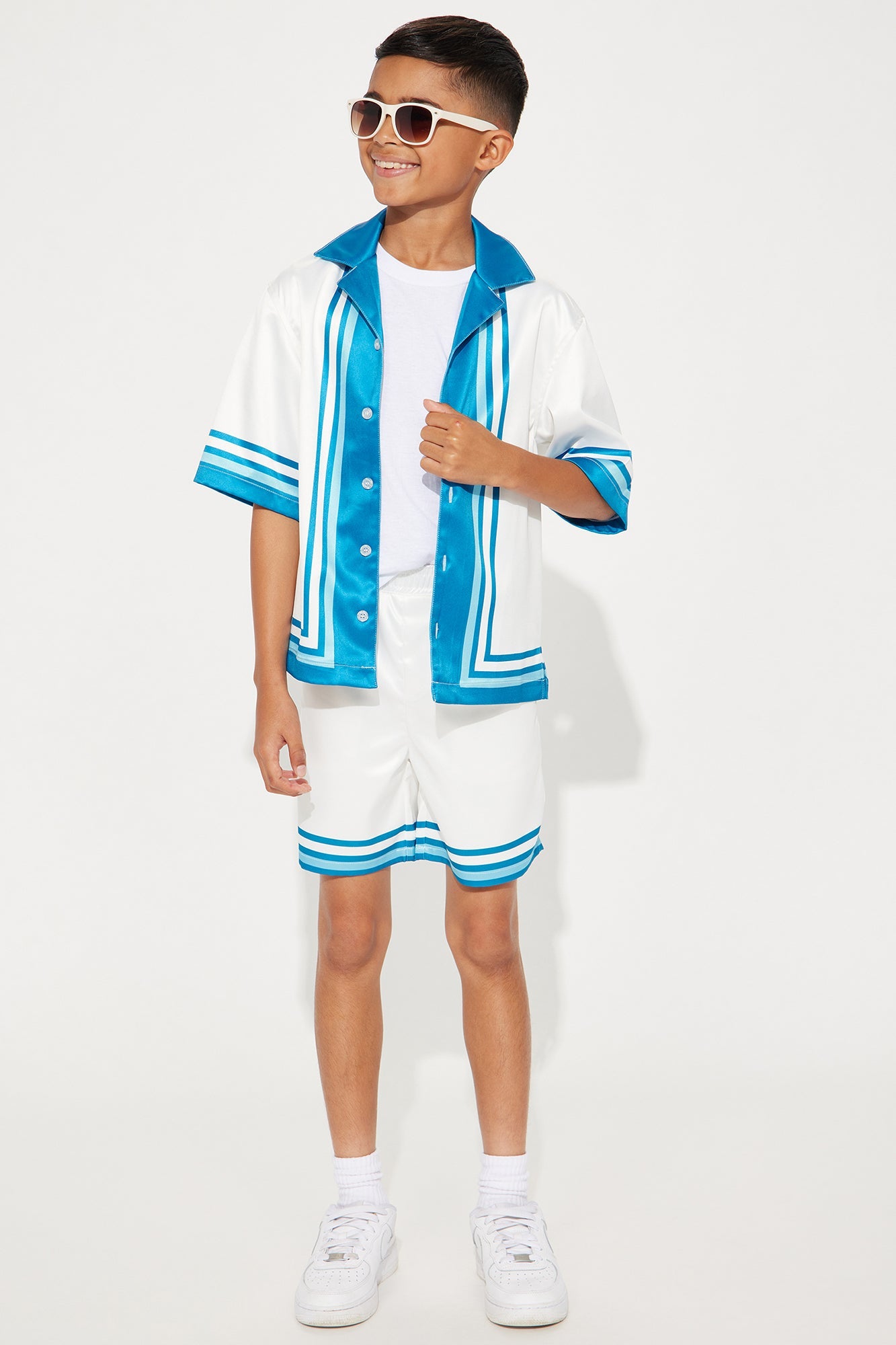 Mini Edgar Printed Stripes Shirt - White/combo