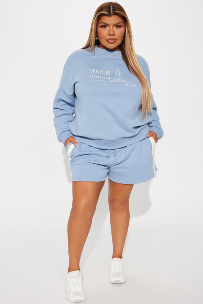 Newport Fleece Crew Neck Sweatshirt Set - Slate Blue