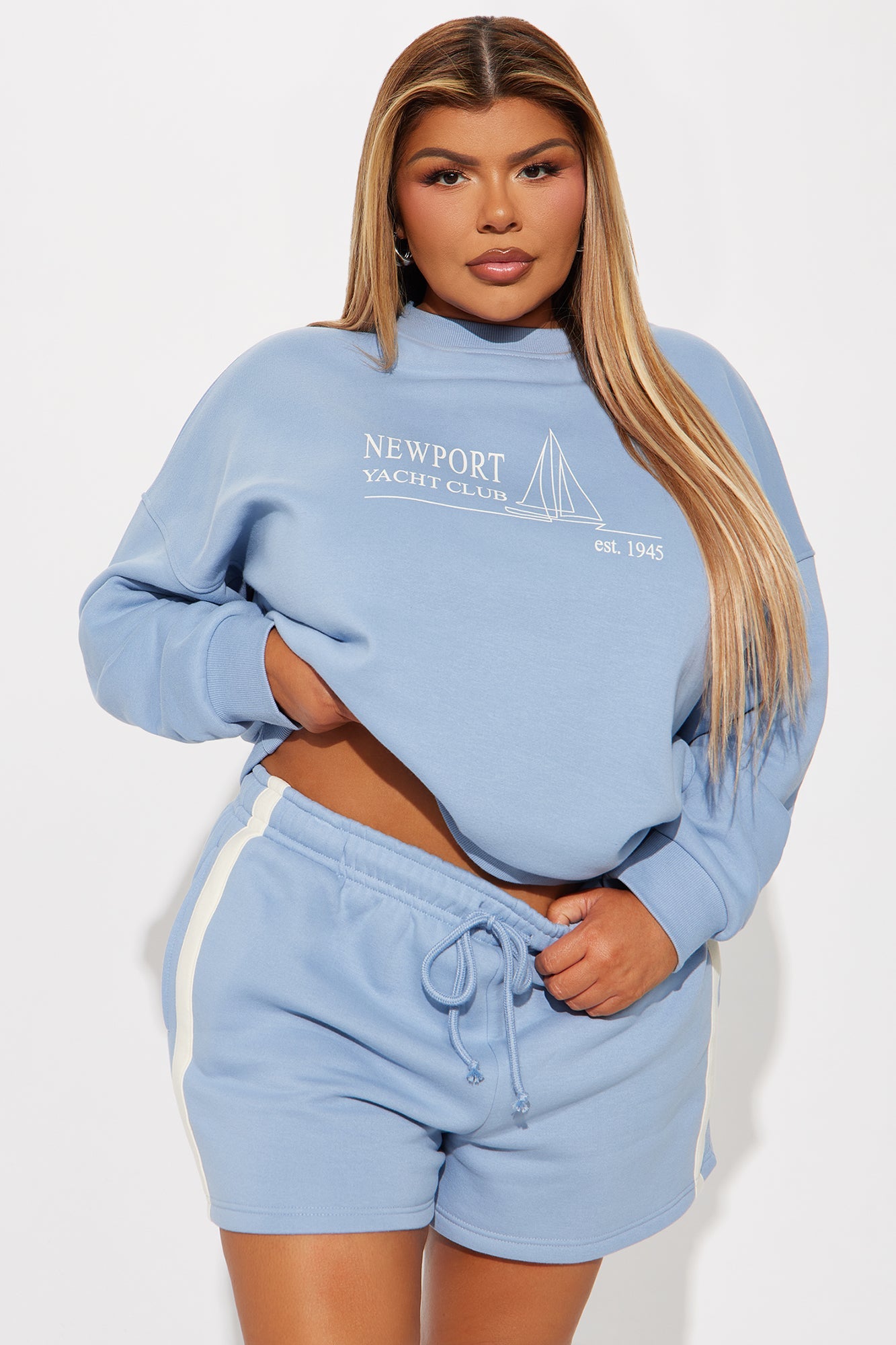 Newport Fleece Crew Neck Sweatshirt Set - Slate Blue
