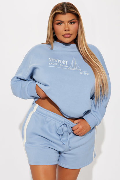 Newport Fleece Crew Neck Sweatshirt Set - Slate Blue