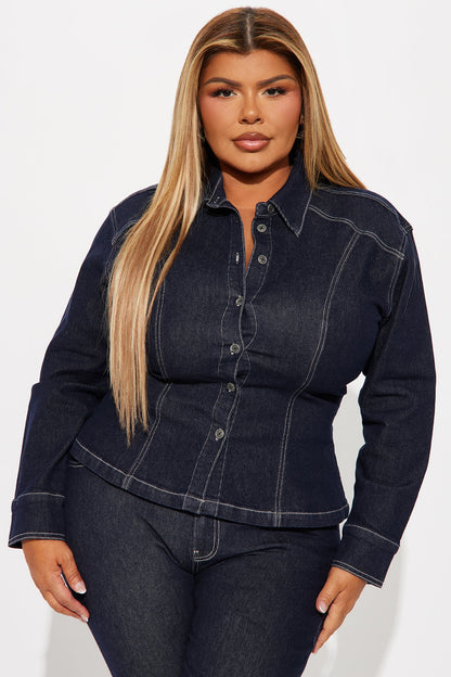 Yara Denim Capri Pant Set - Dark Wash