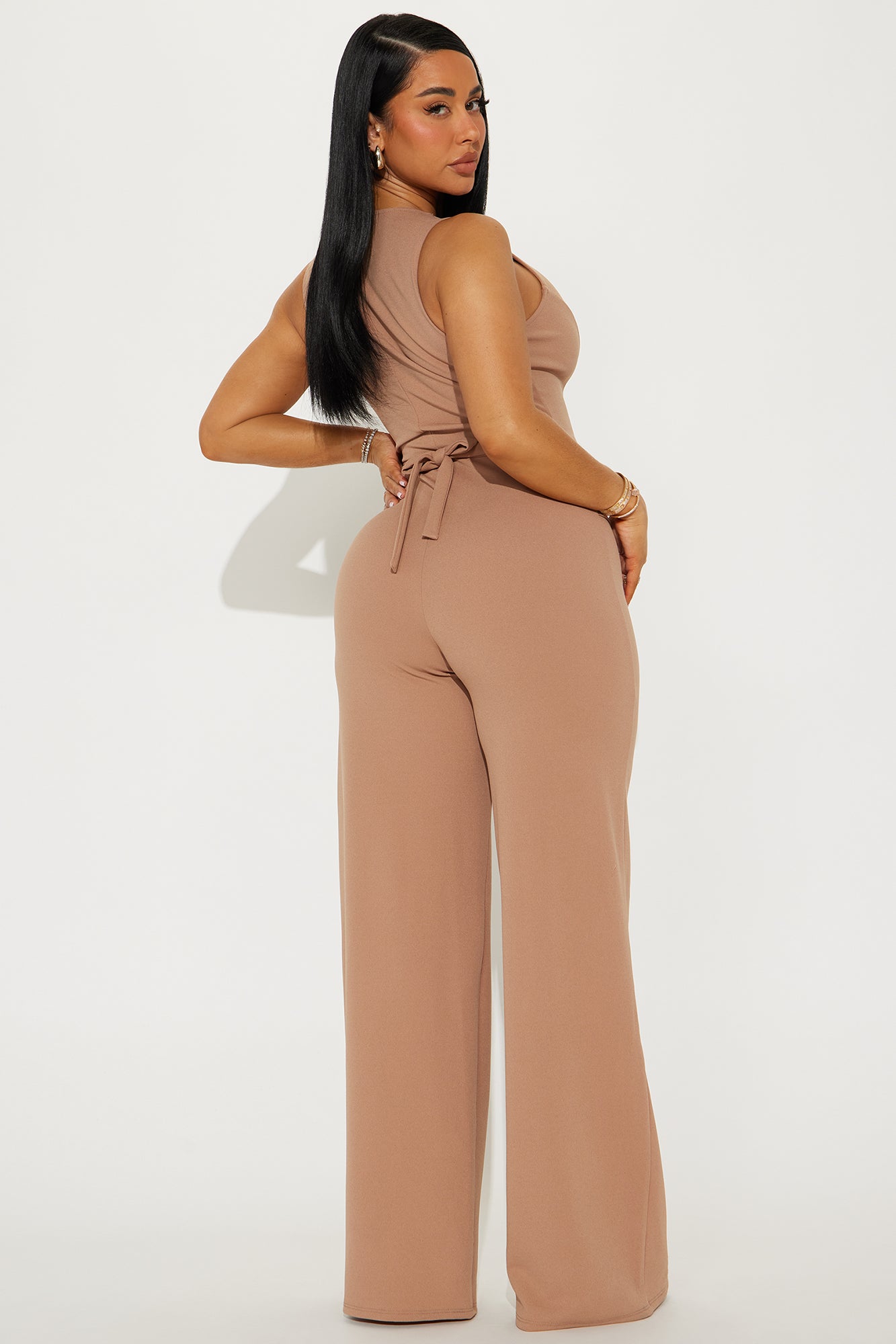 Work Flow Wide Leg Jumpsuit - Mocha