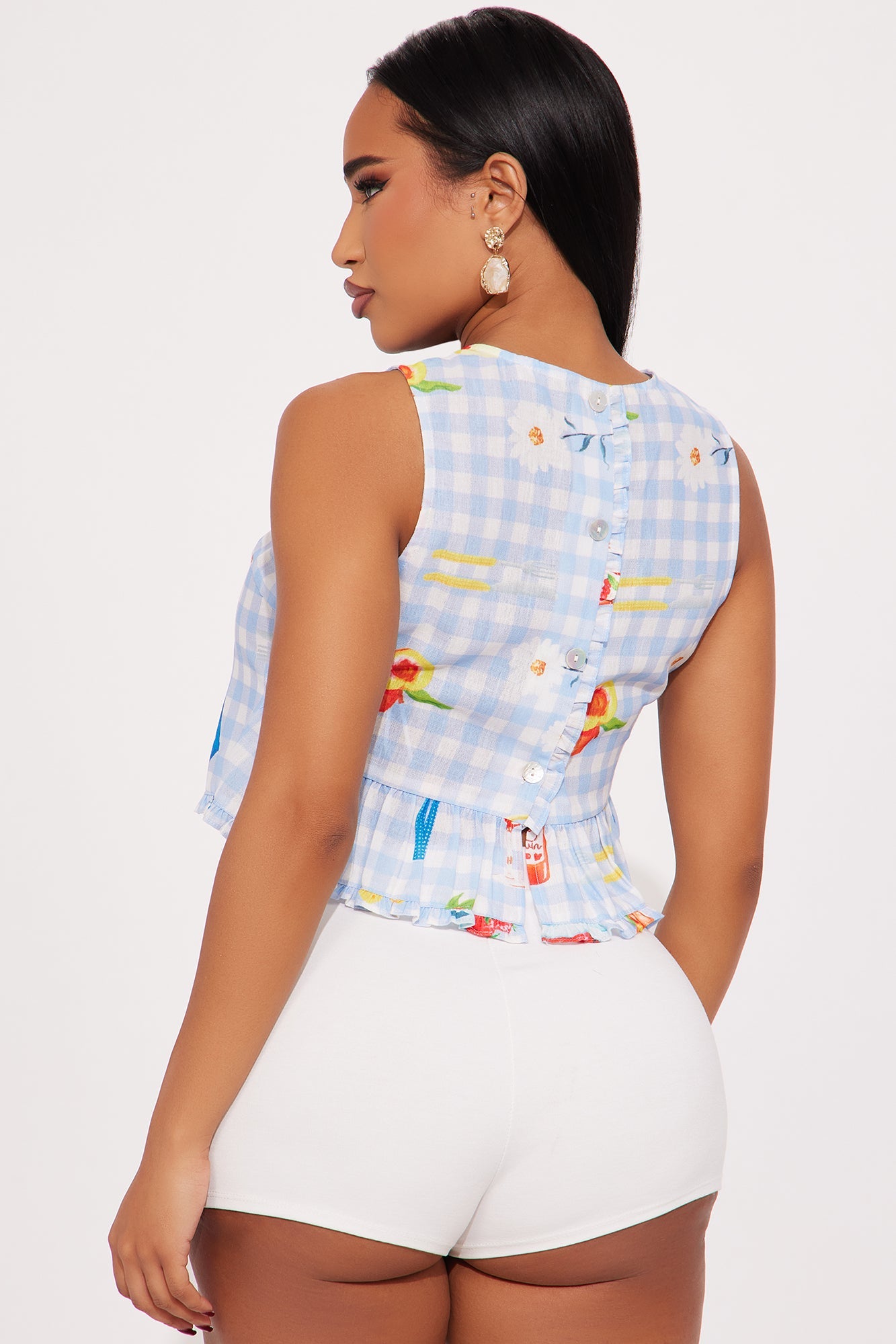 Sunday Picnic Gingham Top - Blue/combo
