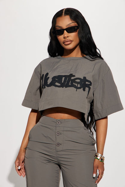 Time To Hustle Windbreaker Pant Set - Grey